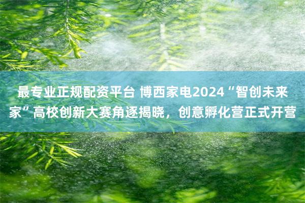 最专业正规配资平台 博西家电2024“智创未来家”高校创新大赛角逐揭晓，创意孵化营正式开营