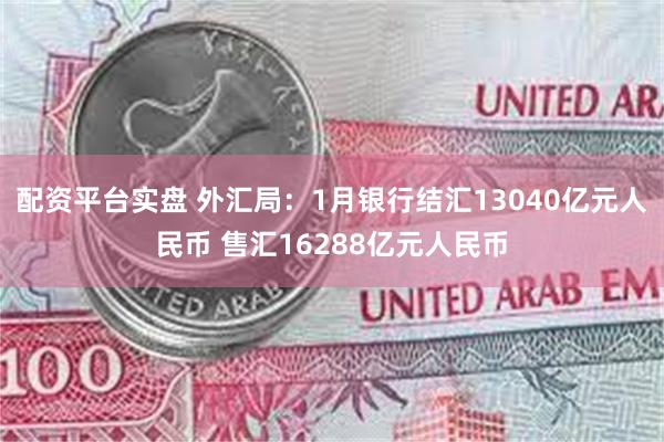 配资平台实盘 外汇局：1月银行结汇13040亿元人民币 售汇16288亿元人民币